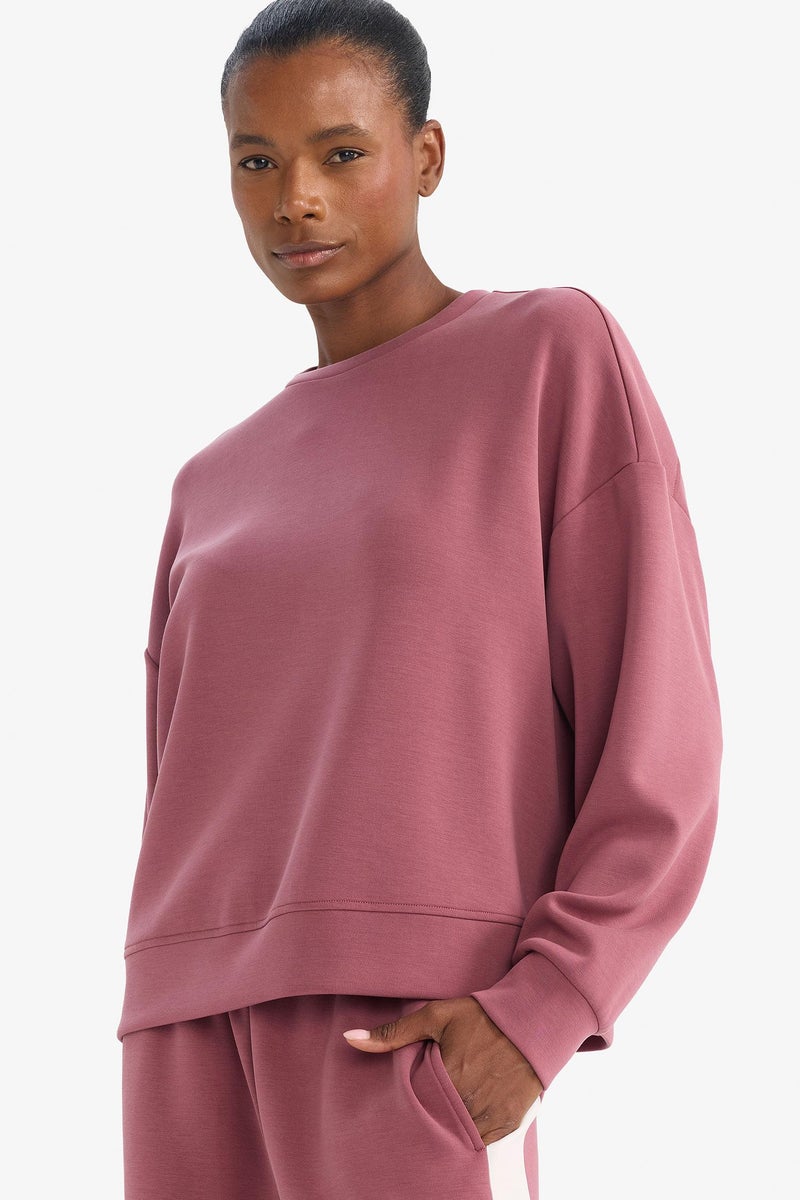 DeFacto Red Woman Crew Neck Modal Sports Sweatshirt Casual - Image 4
